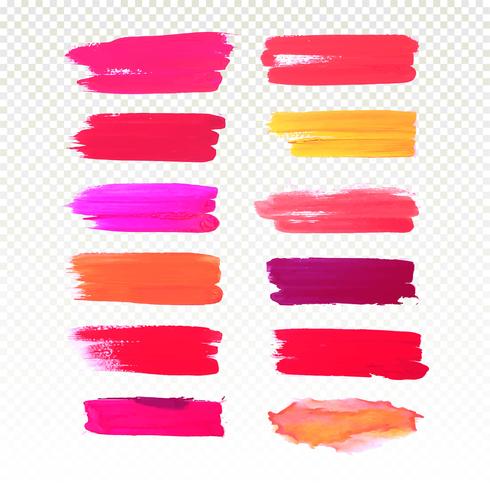 Watercolor colorful hand draw stroke set design vector