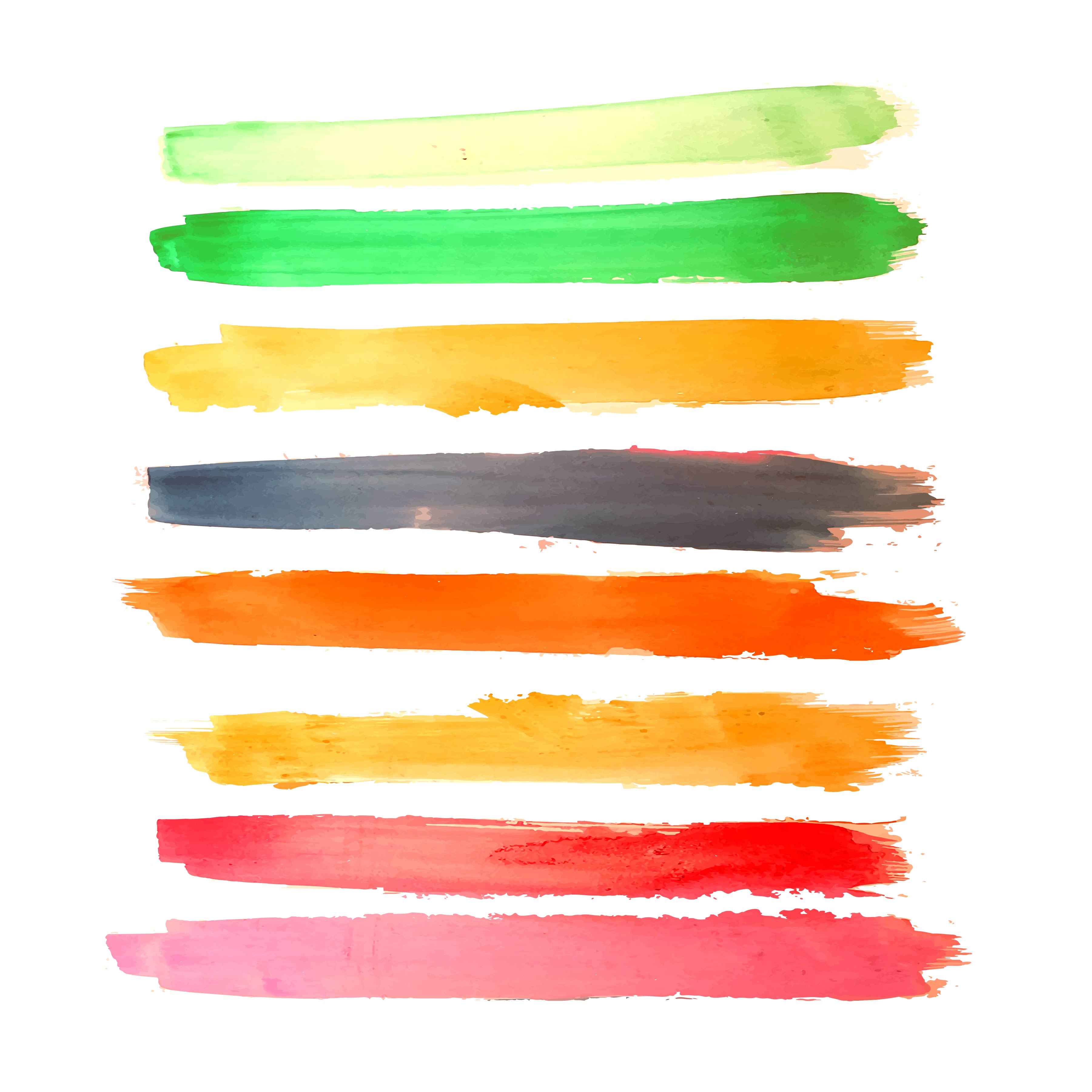 Download Watercolor colorful hand draw stroke set design vector ...