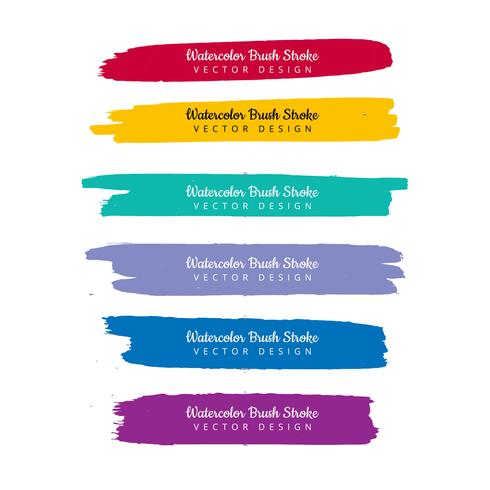 Watercolor colorful hand draw stroke set design vector