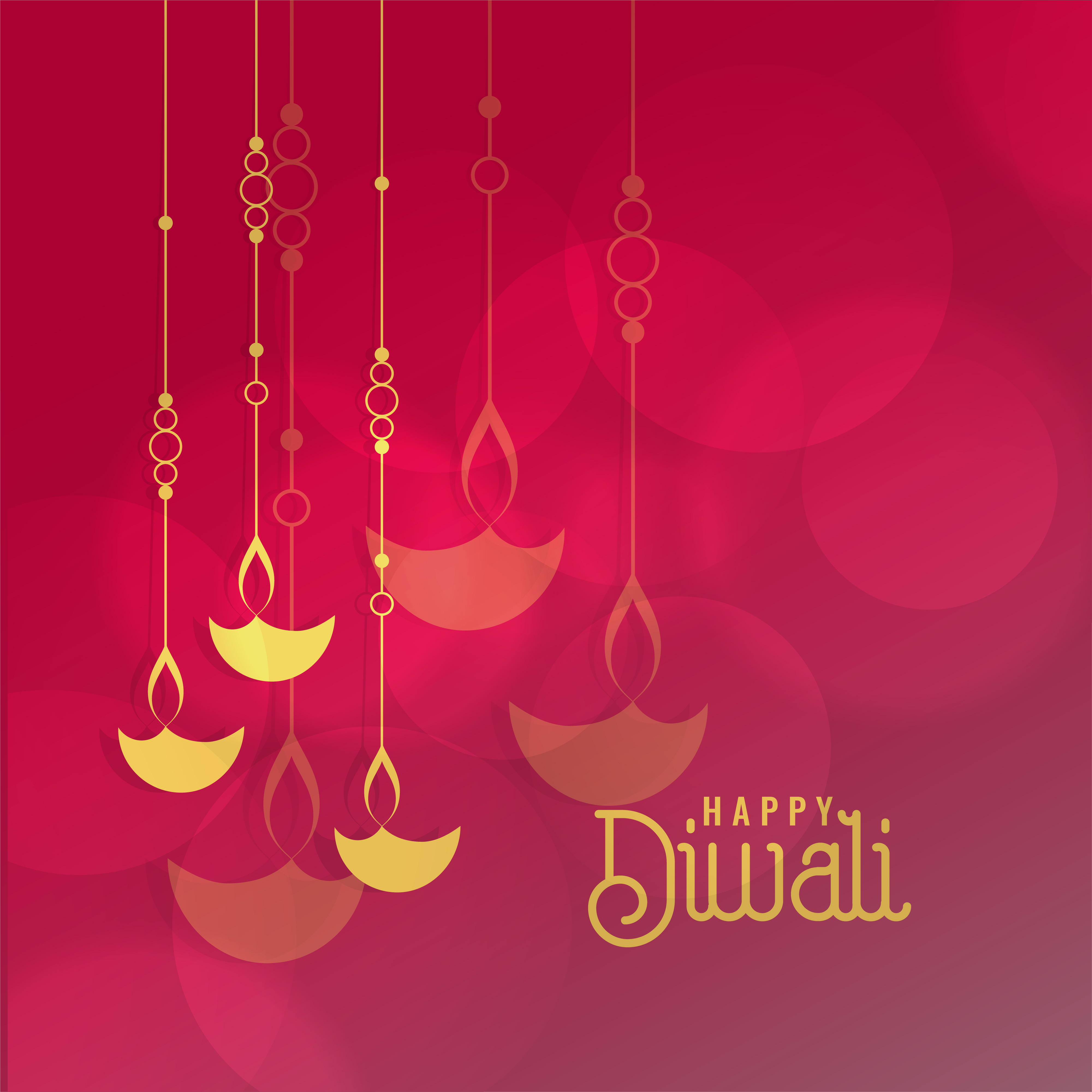 diwali festival greeting card design with hanging diya Download Free