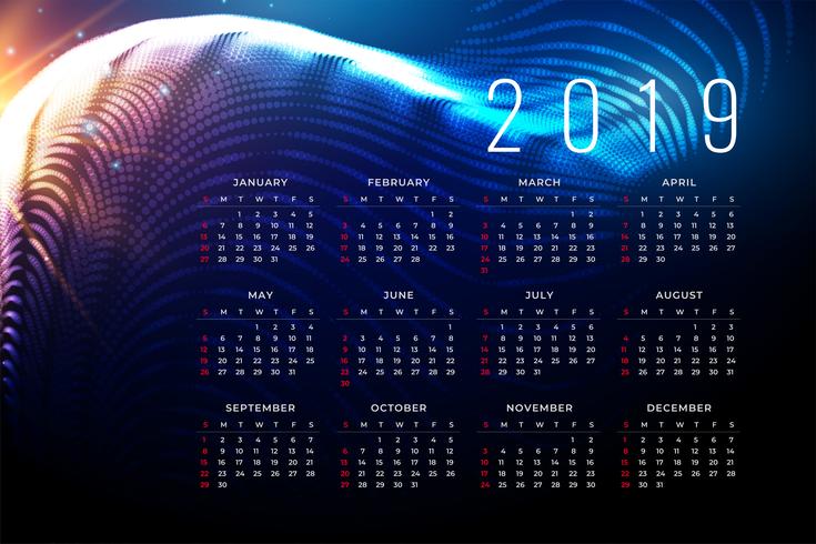 2019年月曆範本 免費下載 | 天天瘋後製