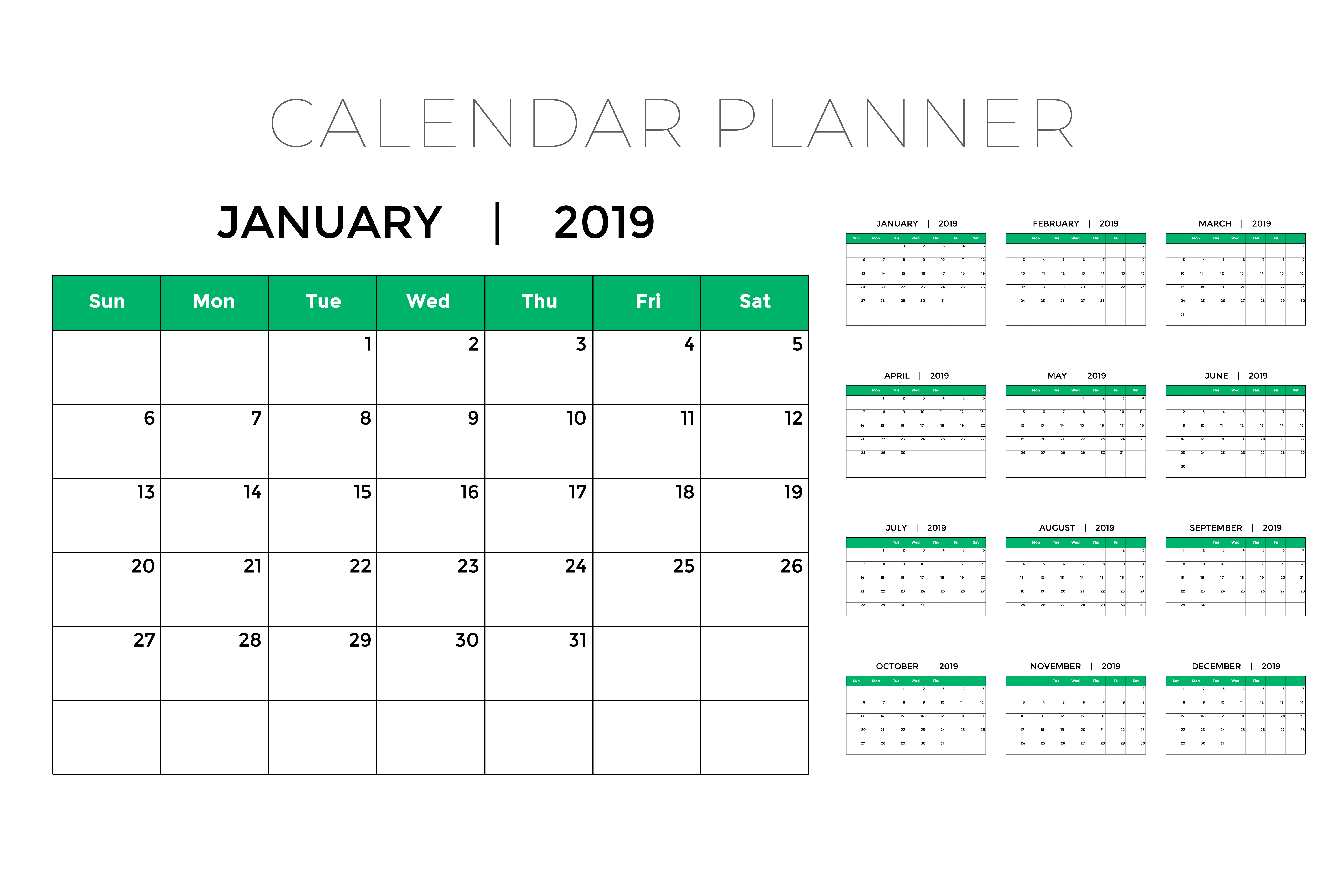 2019-calendar-planner-design-template-download-free-vector-art-stock