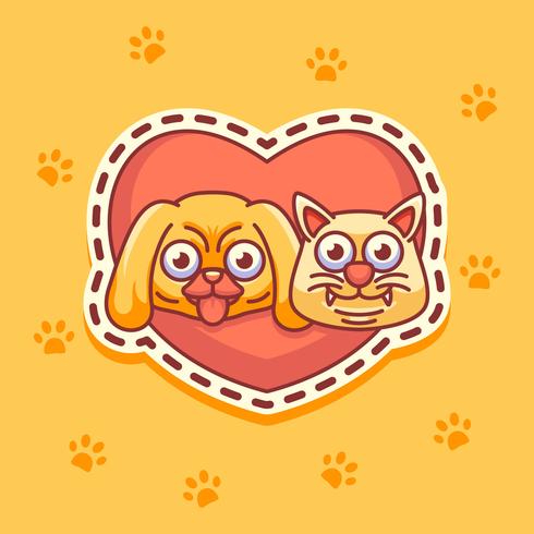 cat and dog stickers vector