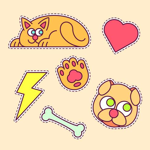 cat and dog stickers vector