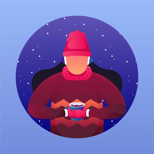 model portrait in winter outdoors vector