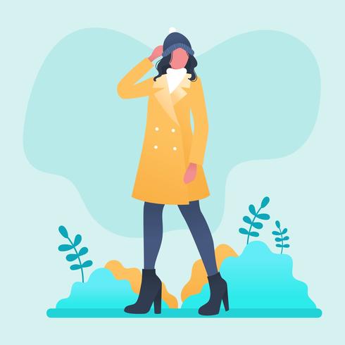 Model Portrait In Winter Outdoors Vector