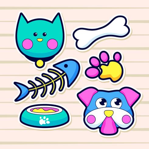 cat and dog stickers vector