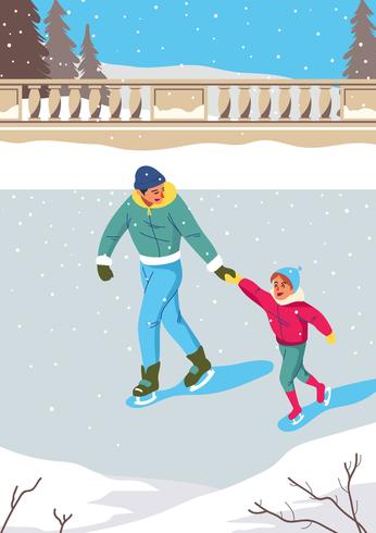 People Ice Skating vector