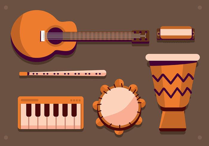 Musical Instruments Knolling vector