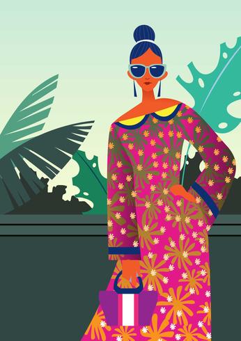 Beautiful Woman In Kaftan vector