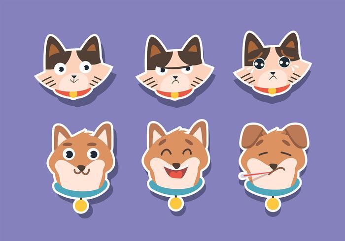 Cat and Dog Stickers vector