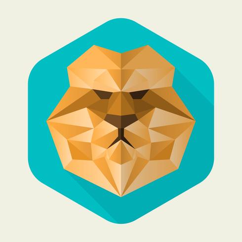 Flat Geometric Lion Simple Shape Vector Illustration