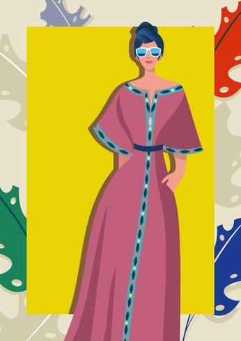 Mujer en moda kaftan vector