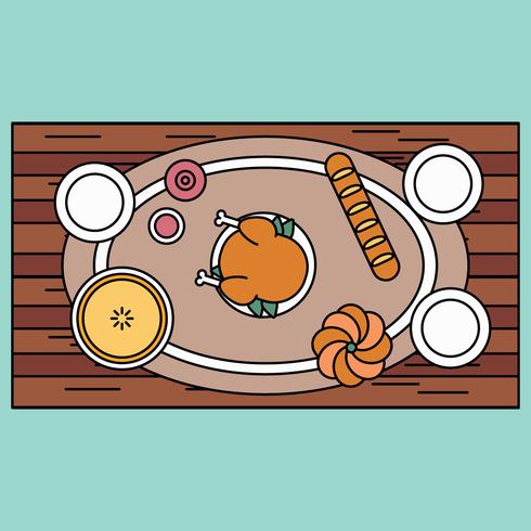 Outlined Thanksgiving Table vector