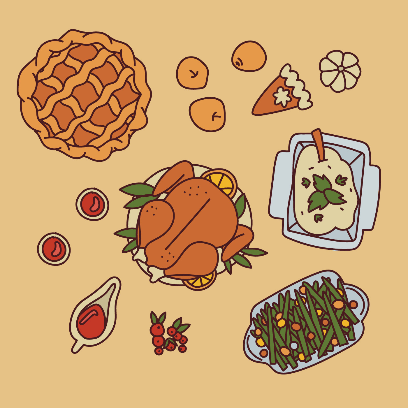 Doodled Thanksgiving Table 262103 Vector Art at Vecteezy