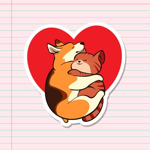 Cat And Dog Stickers vector