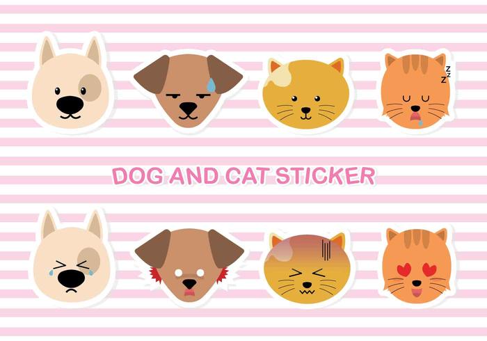 Simple Dog And Cat Stiker vector