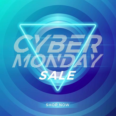 Cyber ​​Monday Neon Blue plantilla de redes sociales vector