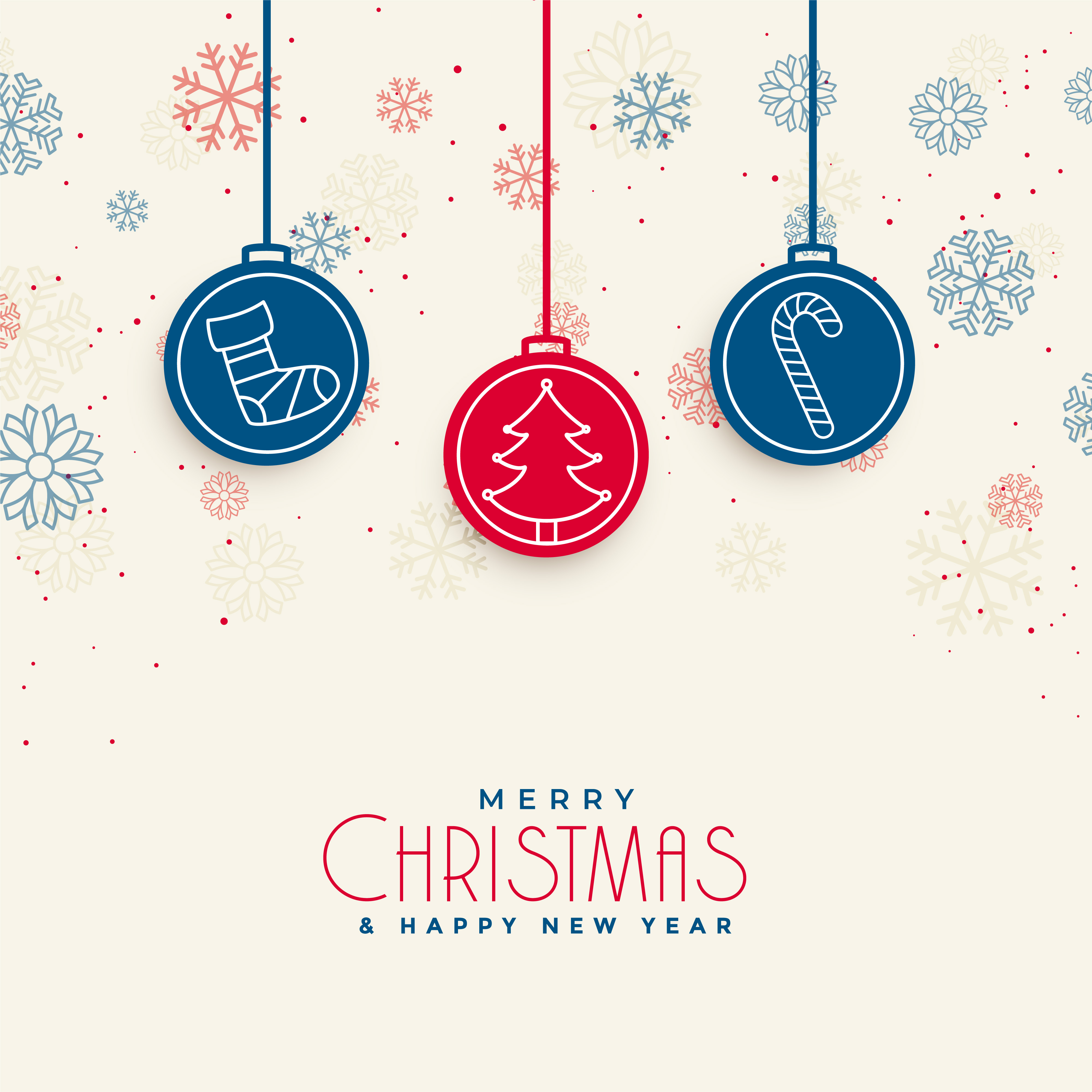 docrative merry christmas card design with xmas elements - Download Free Vector Art, Stock
