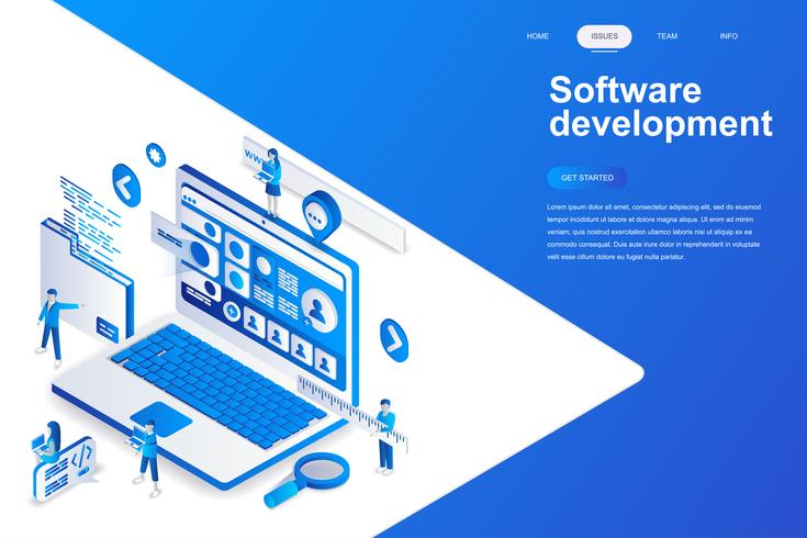 Software development modern flat isometric concept vector