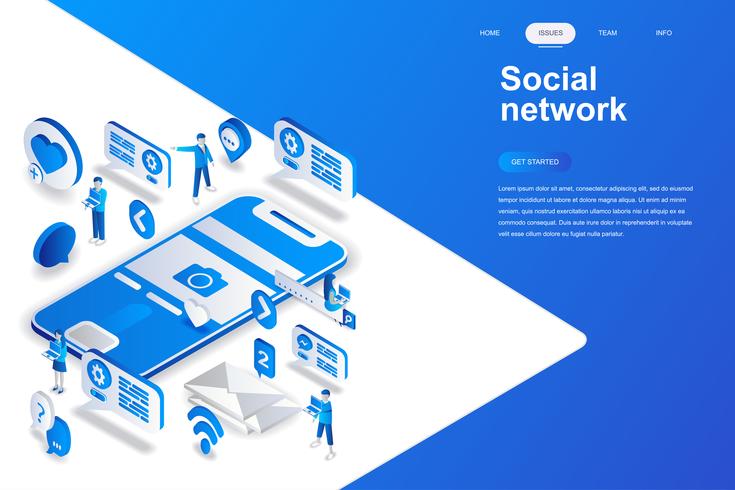 Social network modern flat design isometric concept vector