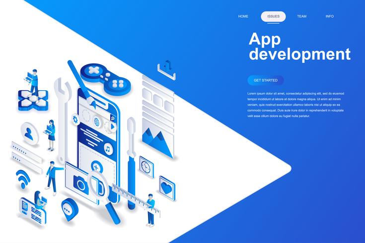 App development isometric concept vector