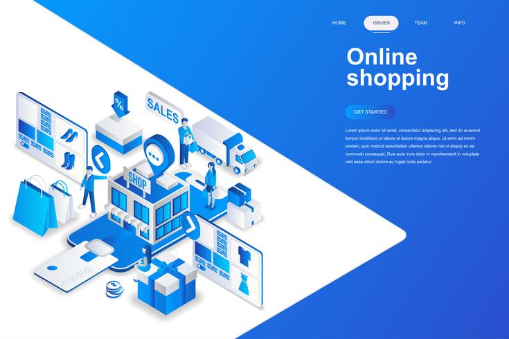 Online shopping modern flat design isometric concept vector