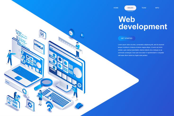 Web development modern flat design isometric banner vector