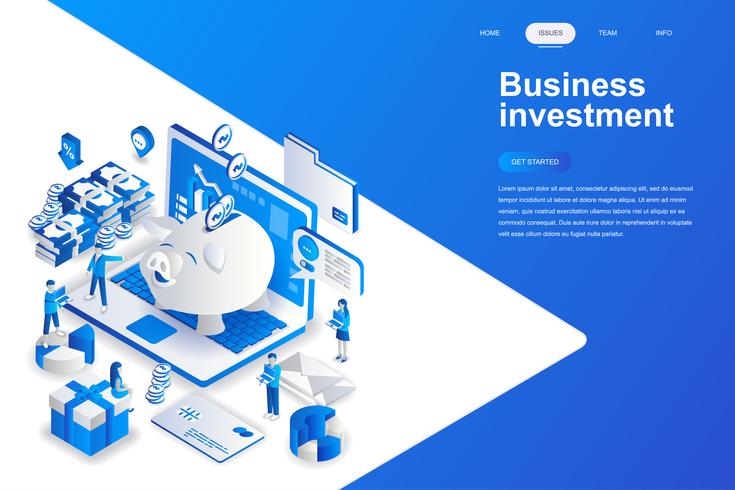 Business Investment Isometric Landing Page vector