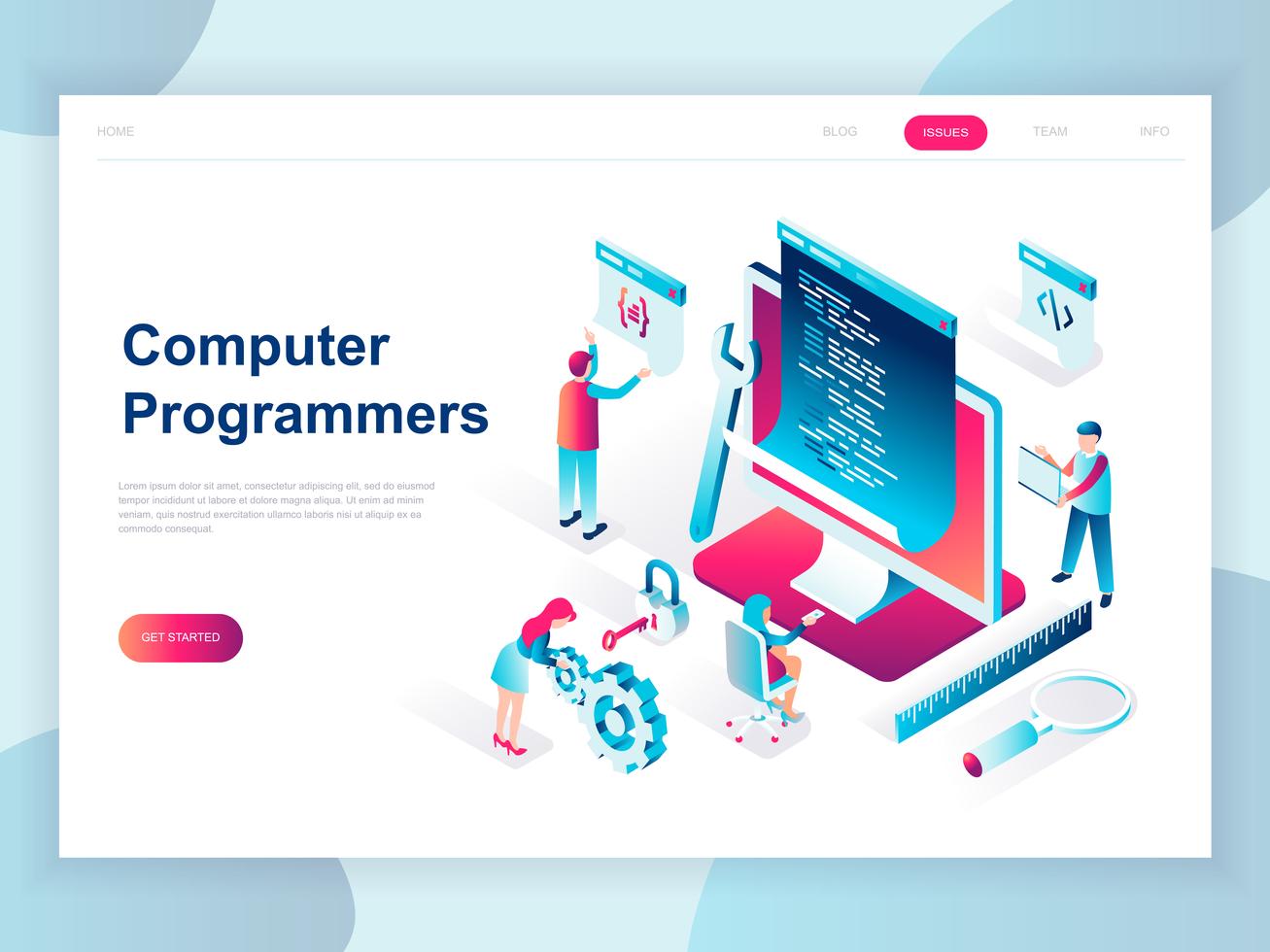 Modern Isometric Computer Programmers 262565 Vector Art at Vecteezy