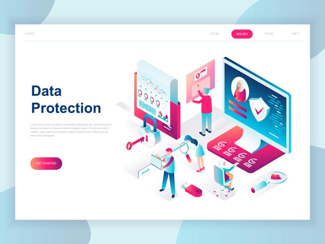 Modern Isometric Data Protection Web Banner vector