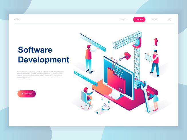 Modern Isometric Software Development Web Banner vector