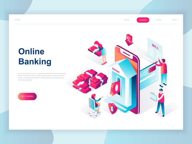 Isometric Online Banking Web Banner vector