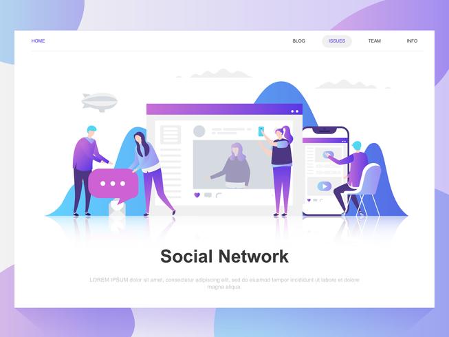 Social Network Landing Page Template vector