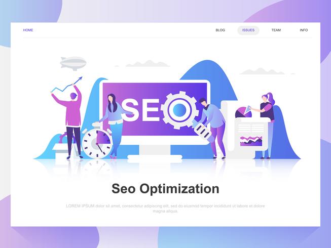 Seo análisis moderno concepto de diseño plano. Plantilla de página de aterrizaje. Conceptos de ilustración de vector plano moderno para página web, sitio web y sitio web móvil. Fácil de editar y personalizar.