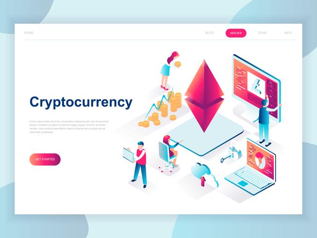 Modern Isometric Cryptocurrency Exchange Web Banner vector