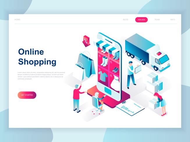 Isometric Online Shopping Web Banner vector