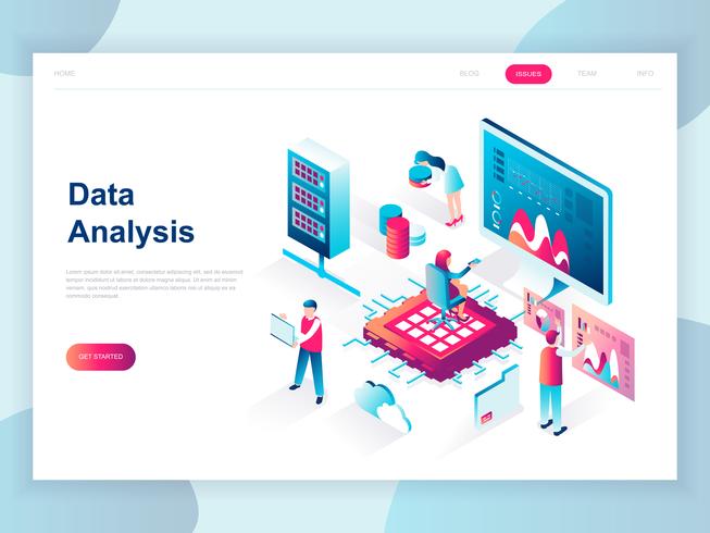 Concepto isométrico de diseño plano moderno de Big Data Analysis para banner y sitio web. Plantilla de página de aterrizaje isométrica. Carta de información digital y estadística financiera del presupuesto. Ilustracion vectorial vector