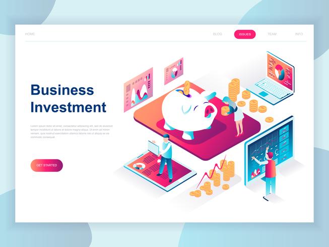 Isometric Business Investment Web Banner vector