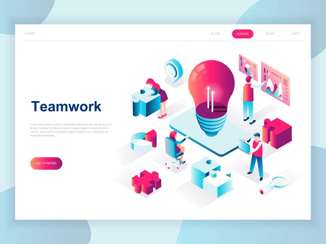 Isometric Teamwork Web Banner vector
