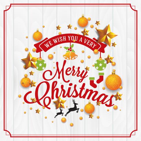 Christmas and Happy New Year illustration with typography and go vector