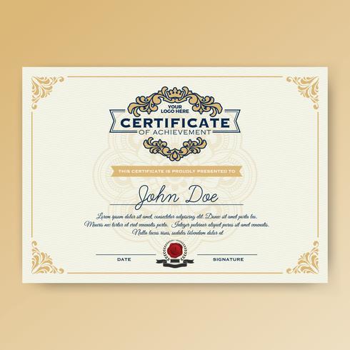 Vintage elegante certificado de logro vector