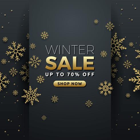 Winter Sale Background Banner Template Design With Snowflake