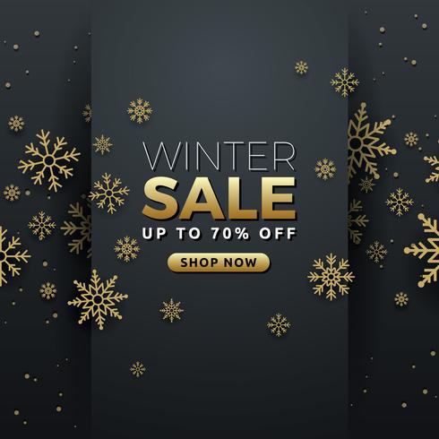 Winter sale background banner template design with snowflake vector