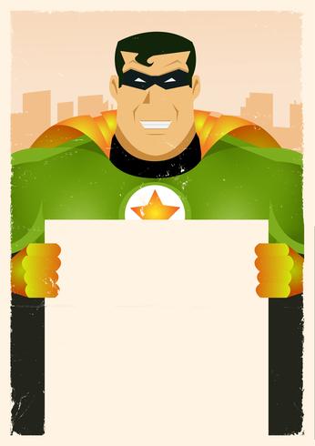 comic super hero con cartel vector