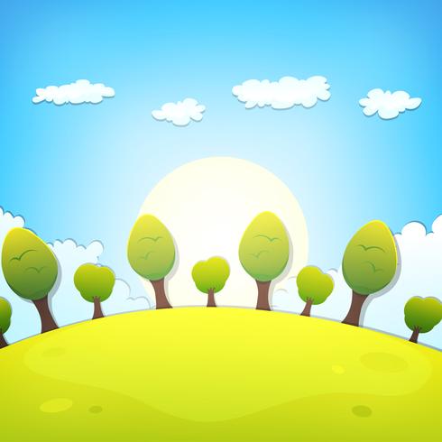 Paisaje de primavera o verano de dibujos animados vector