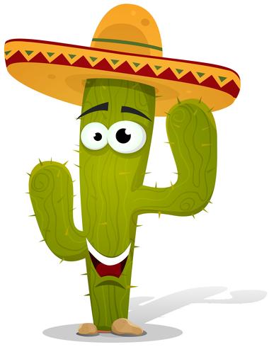 Personaje de cactus mexicano de dibujos animados vector