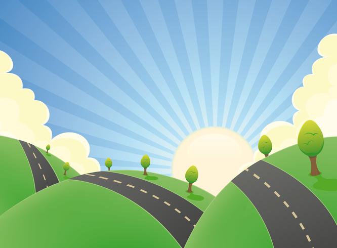 Cartoon Landscape Road In The Summer 262791 Vector Art at Vecteezy