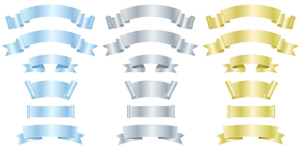 Silver, Metal And Gold Banners Or Ribbons vector