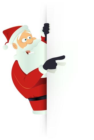 Santa Pointing White Blank Sign vector